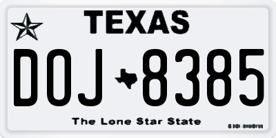 TX license plate DOJ8385