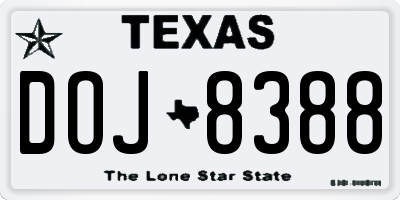 TX license plate DOJ8388