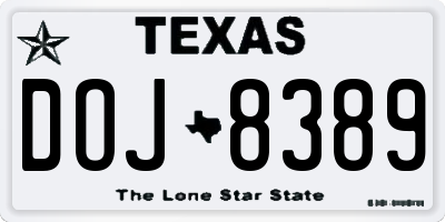 TX license plate DOJ8389