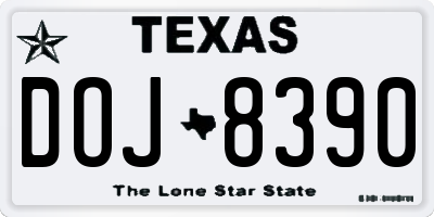 TX license plate DOJ8390