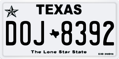 TX license plate DOJ8392