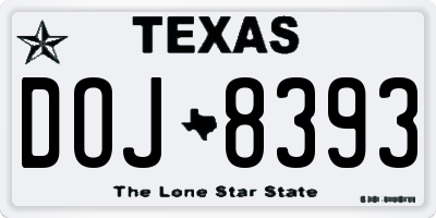 TX license plate DOJ8393