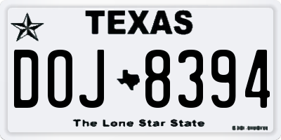 TX license plate DOJ8394