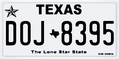 TX license plate DOJ8395