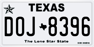 TX license plate DOJ8396