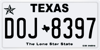 TX license plate DOJ8397