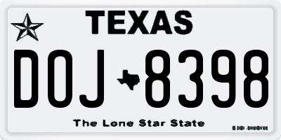TX license plate DOJ8398