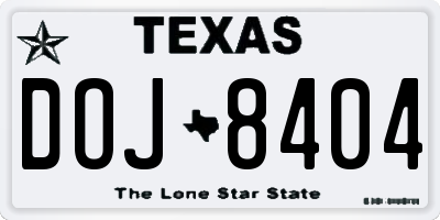 TX license plate DOJ8404