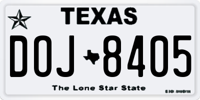 TX license plate DOJ8405