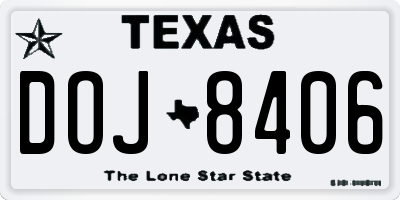TX license plate DOJ8406