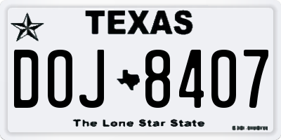 TX license plate DOJ8407