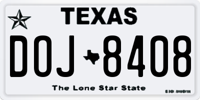 TX license plate DOJ8408