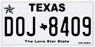 TX license plate DOJ8409