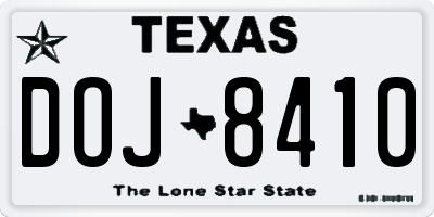 TX license plate DOJ8410