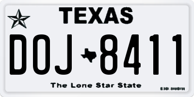 TX license plate DOJ8411