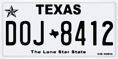 TX license plate DOJ8412