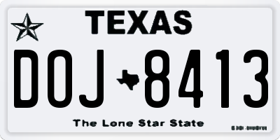 TX license plate DOJ8413