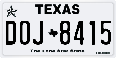 TX license plate DOJ8415