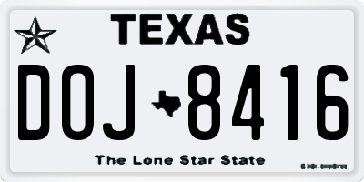 TX license plate DOJ8416