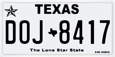 TX license plate DOJ8417