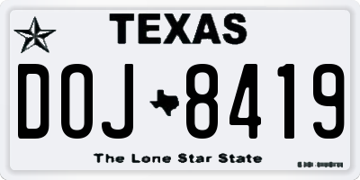 TX license plate DOJ8419