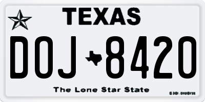 TX license plate DOJ8420
