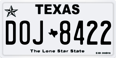 TX license plate DOJ8422