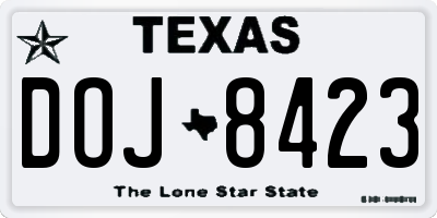 TX license plate DOJ8423