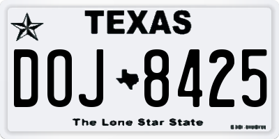 TX license plate DOJ8425