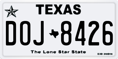 TX license plate DOJ8426