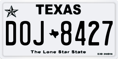 TX license plate DOJ8427