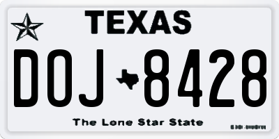 TX license plate DOJ8428