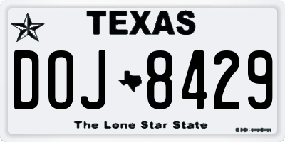 TX license plate DOJ8429