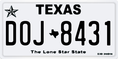 TX license plate DOJ8431