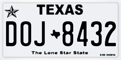 TX license plate DOJ8432
