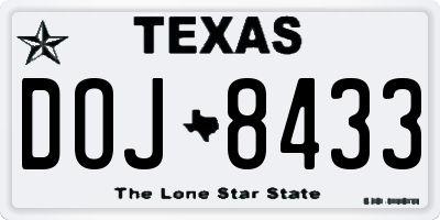 TX license plate DOJ8433