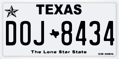 TX license plate DOJ8434
