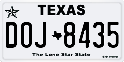 TX license plate DOJ8435