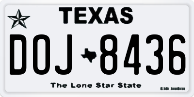 TX license plate DOJ8436