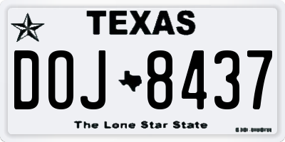 TX license plate DOJ8437