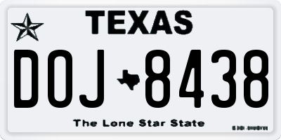 TX license plate DOJ8438