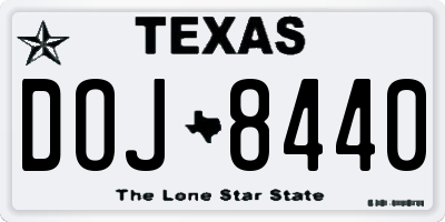 TX license plate DOJ8440