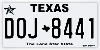 TX license plate DOJ8441