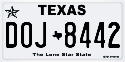 TX license plate DOJ8442
