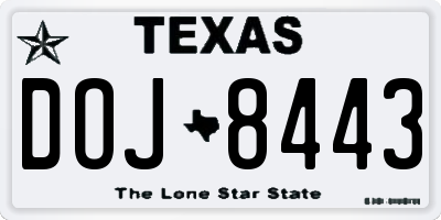 TX license plate DOJ8443
