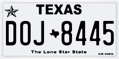 TX license plate DOJ8445