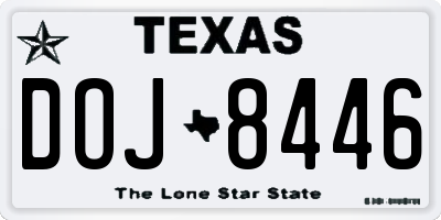TX license plate DOJ8446