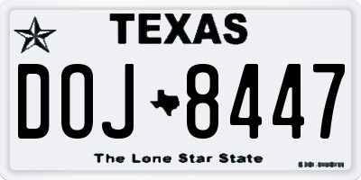 TX license plate DOJ8447