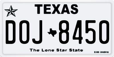 TX license plate DOJ8450