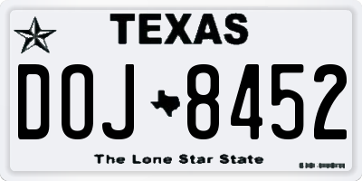 TX license plate DOJ8452